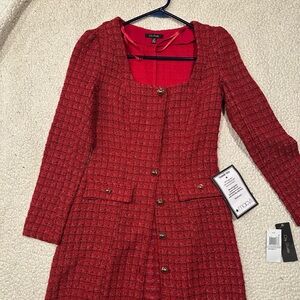 NWT City Studio Red Tweed Holiday Dress